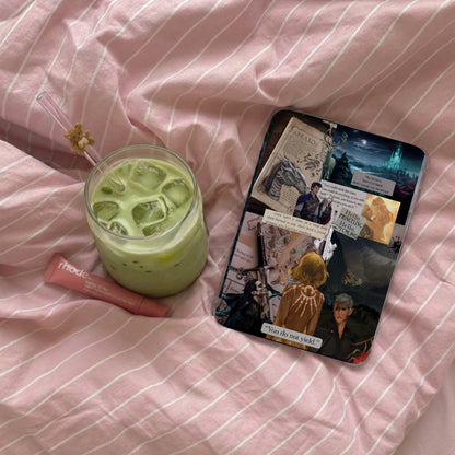 Pink Striped Matcha Latte Bookish Fantasy Phone product type