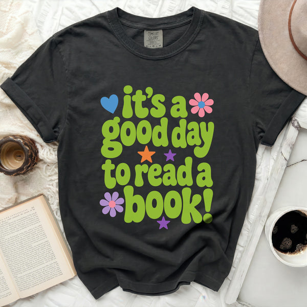 Good Day to Read" Whimsical Tee in Black