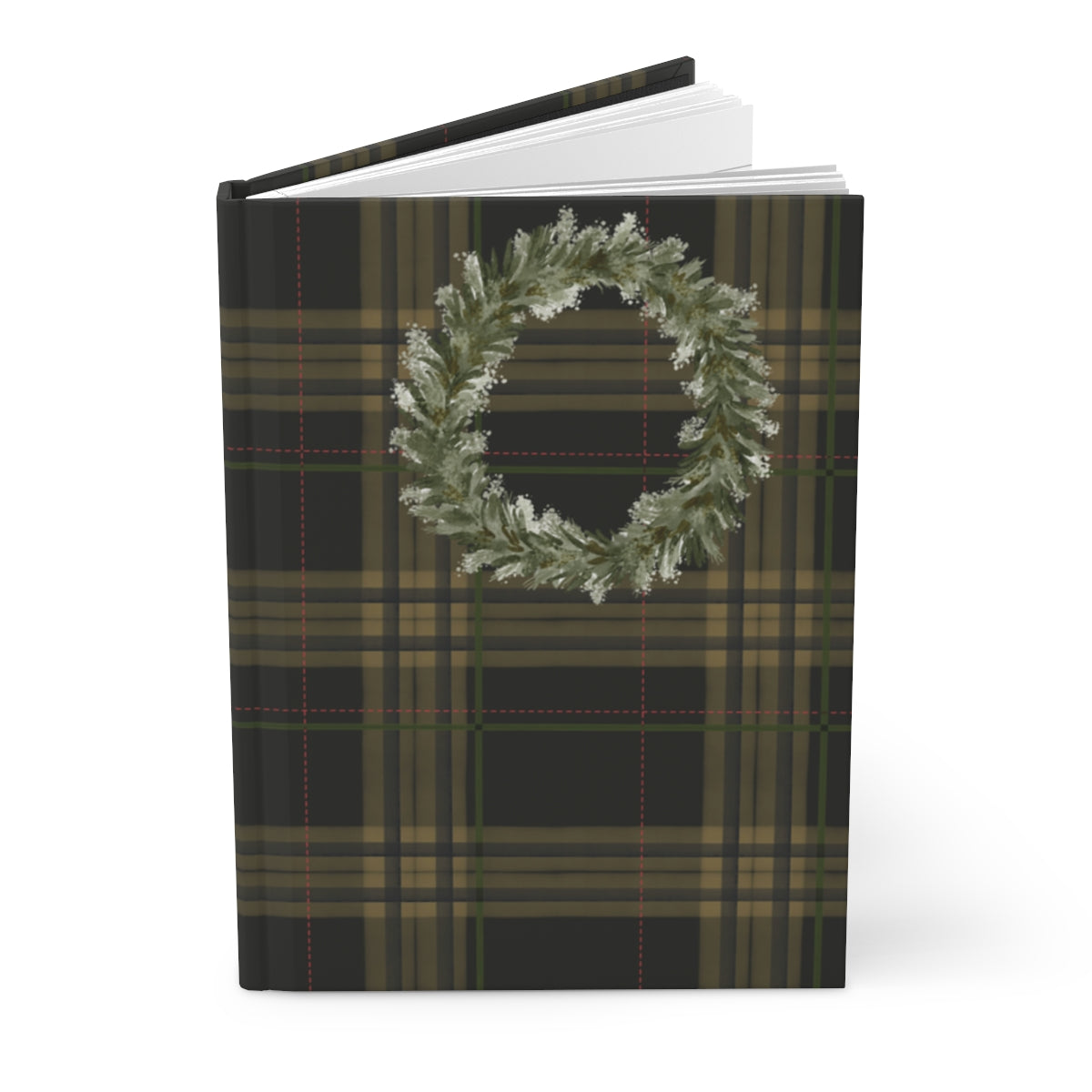 Tartan Pattern Journal with Holiday Wreath Design