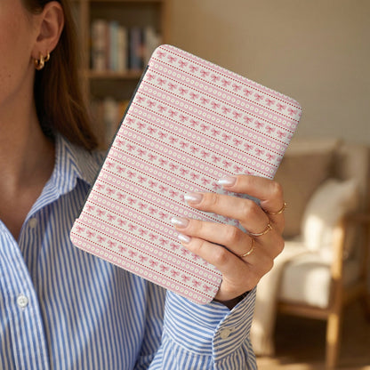 Pink and White Striped Pattern Tablet Cover