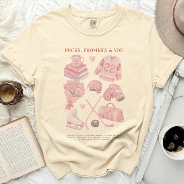 Pucks & Promises Love Story Tee in Ivory