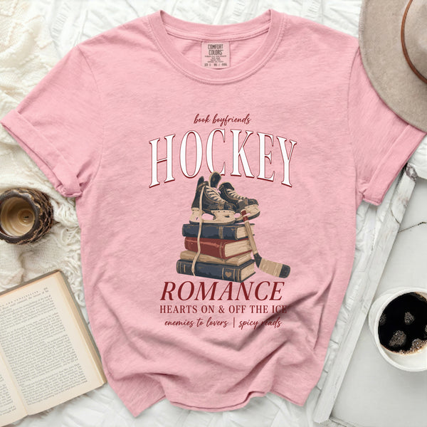 Book Boyfriends Hockey Romance Spicy Reads Tee in Blossom