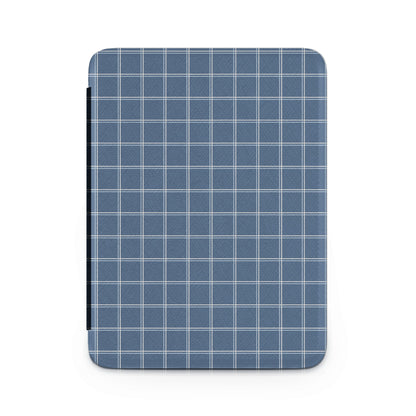 Blue and White Grid Pattern Design iPad Cover