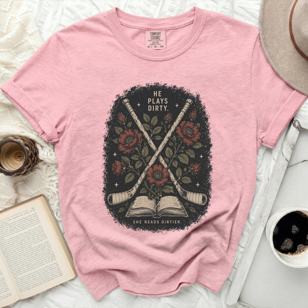Dirty Reads Hockey Tee in Blossom