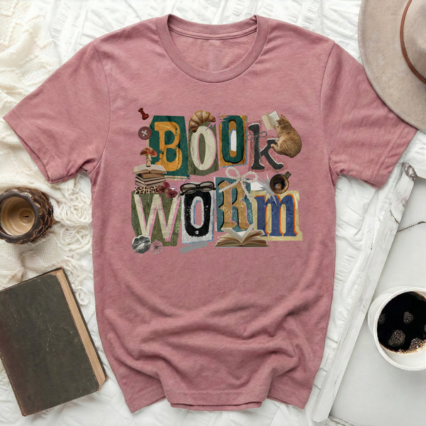 Book Worm Literary Tee in Heather Mauve