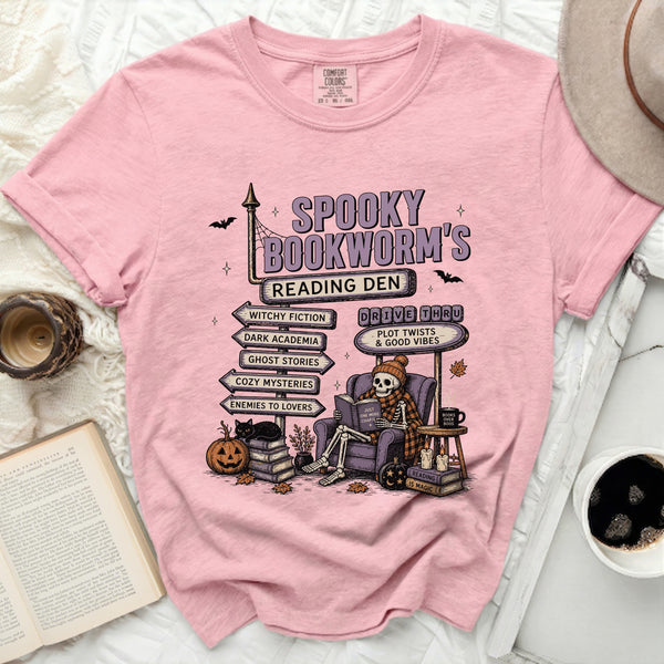 Spooky Bookworm's Den Tee in Blossom