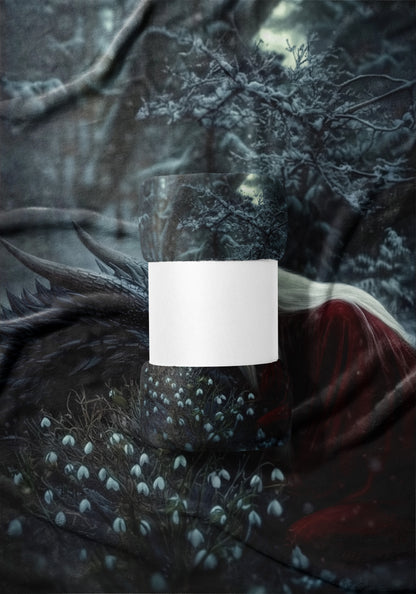 Dark Fantasy Forest Scene with Snowdrops Blanket