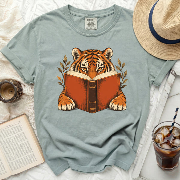 Bookworm Tiger Tee in Bay
