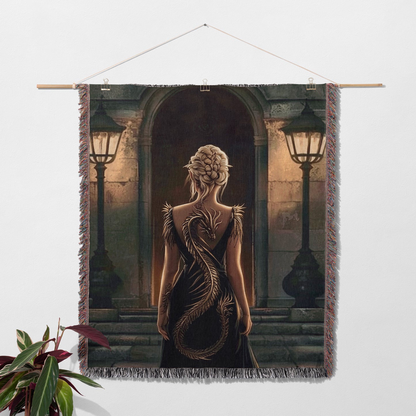 Aelin Dragon Dress Woven Blanket