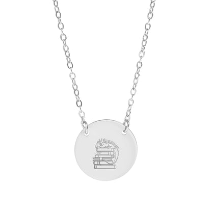 Dragon Guarding Books Pendant Necklace