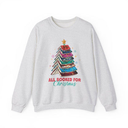 All Booked For Christmas Stack of Books Sweatshirt
