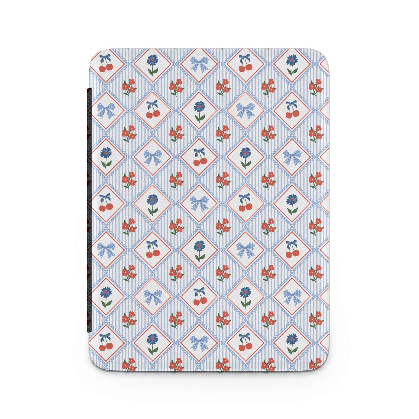 Floral and Cherry Pattern on Striped Background Case