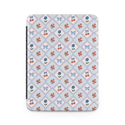 Floral and Cherry Pattern on Striped Background Case