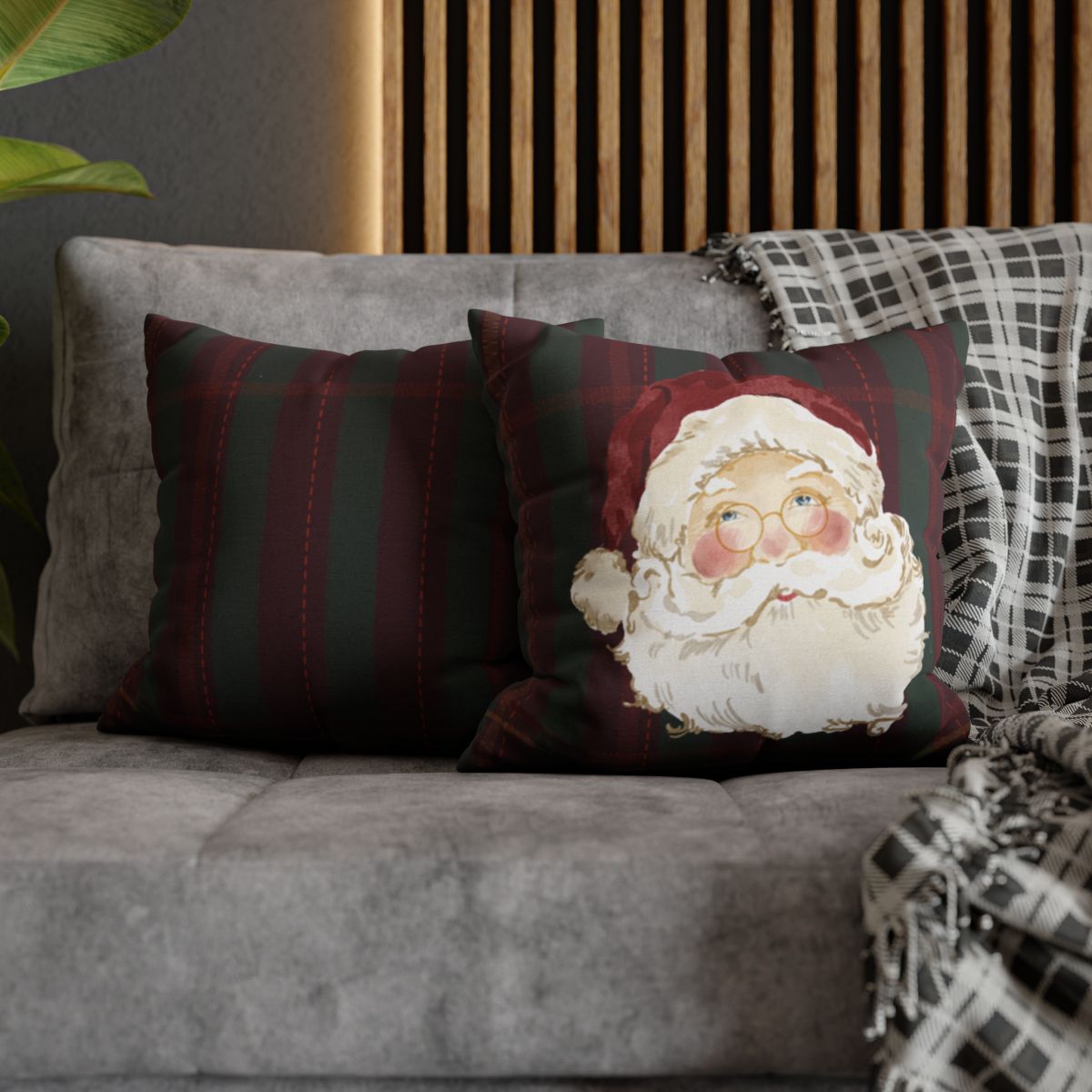 Festive Santa Claus Decorative Throw Pillow Set