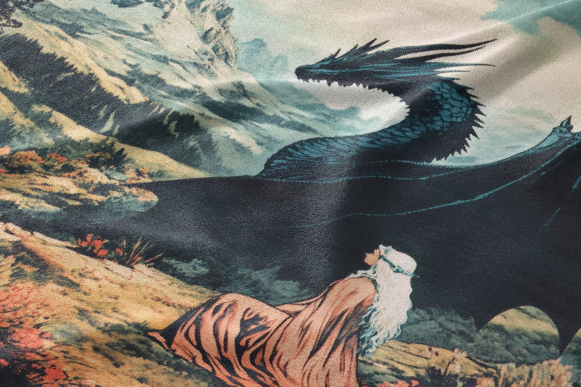 Majestic Dragon and Mystical Figure Artistic Print