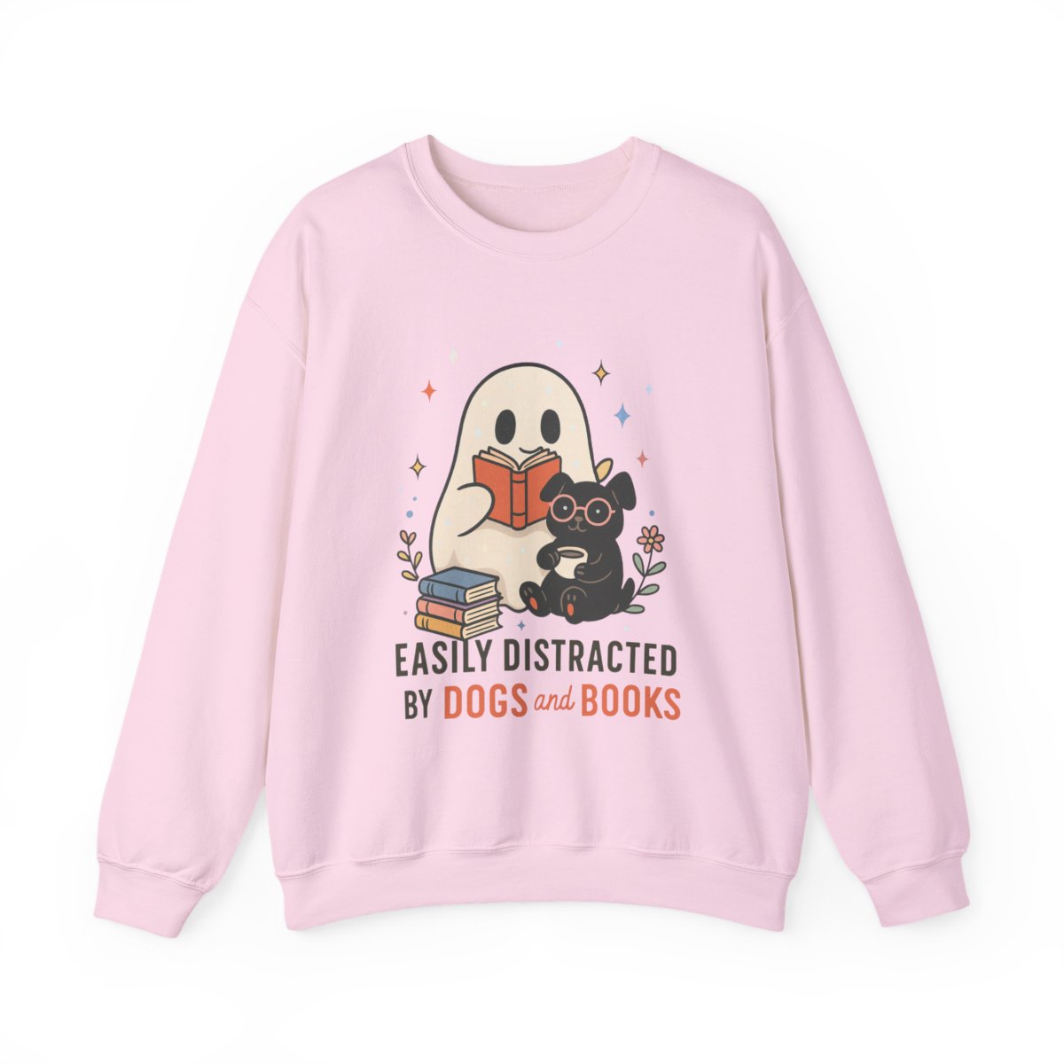 Easily Distracted by Dogs and Books Cozy Sweatshirt