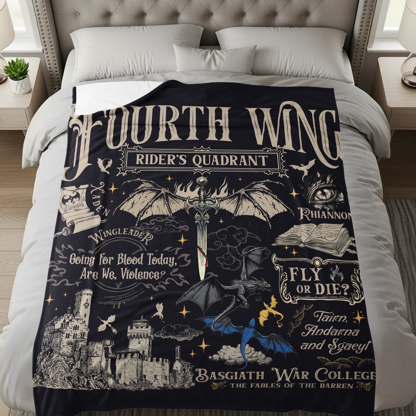 Fourth Wing Rider's Quadrant Throw Blanket
