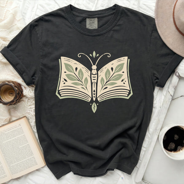 Botanical Book Butterfly Tee in Black
