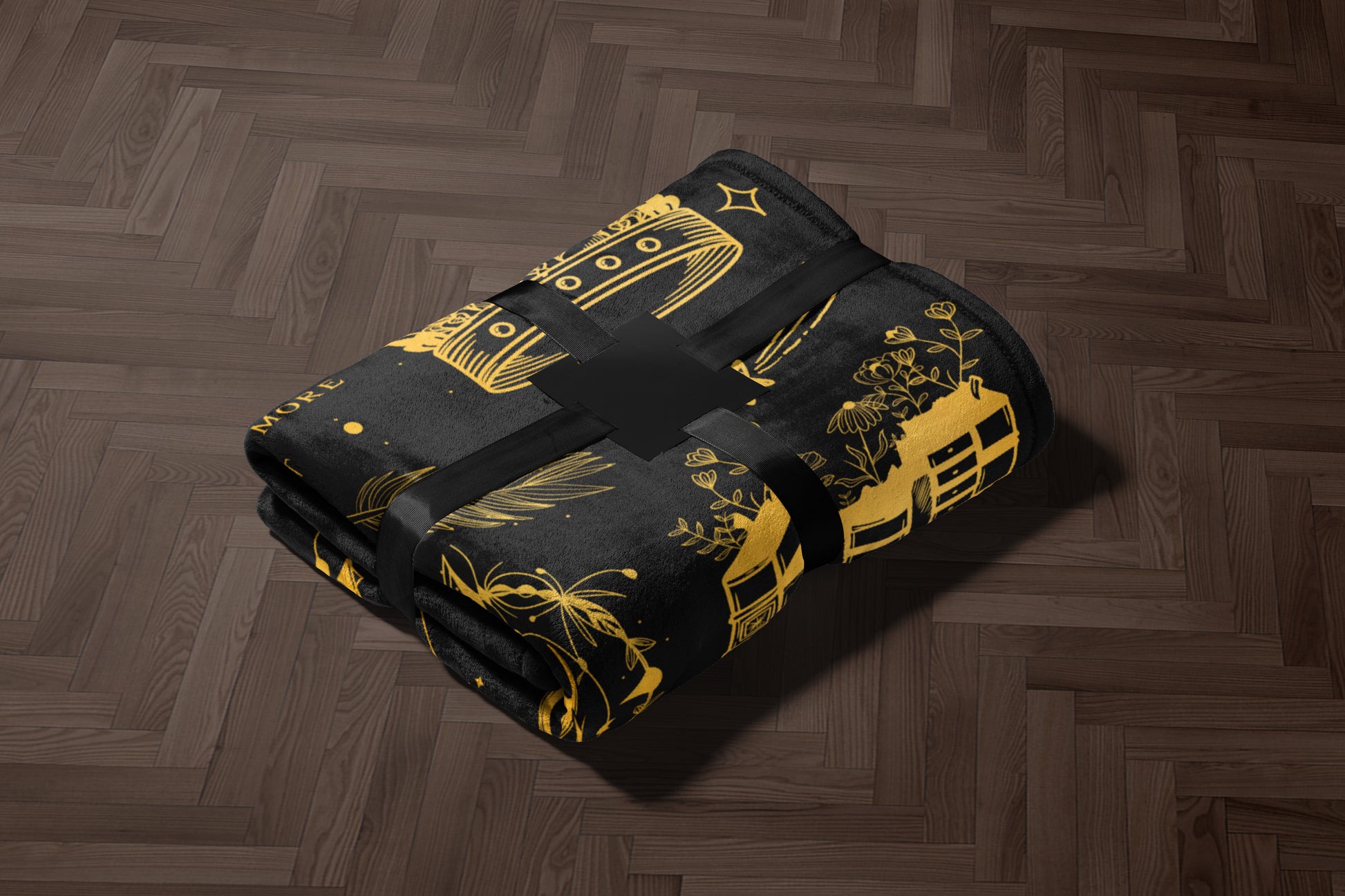 Luxurious Black and Gold Design Blanket Product