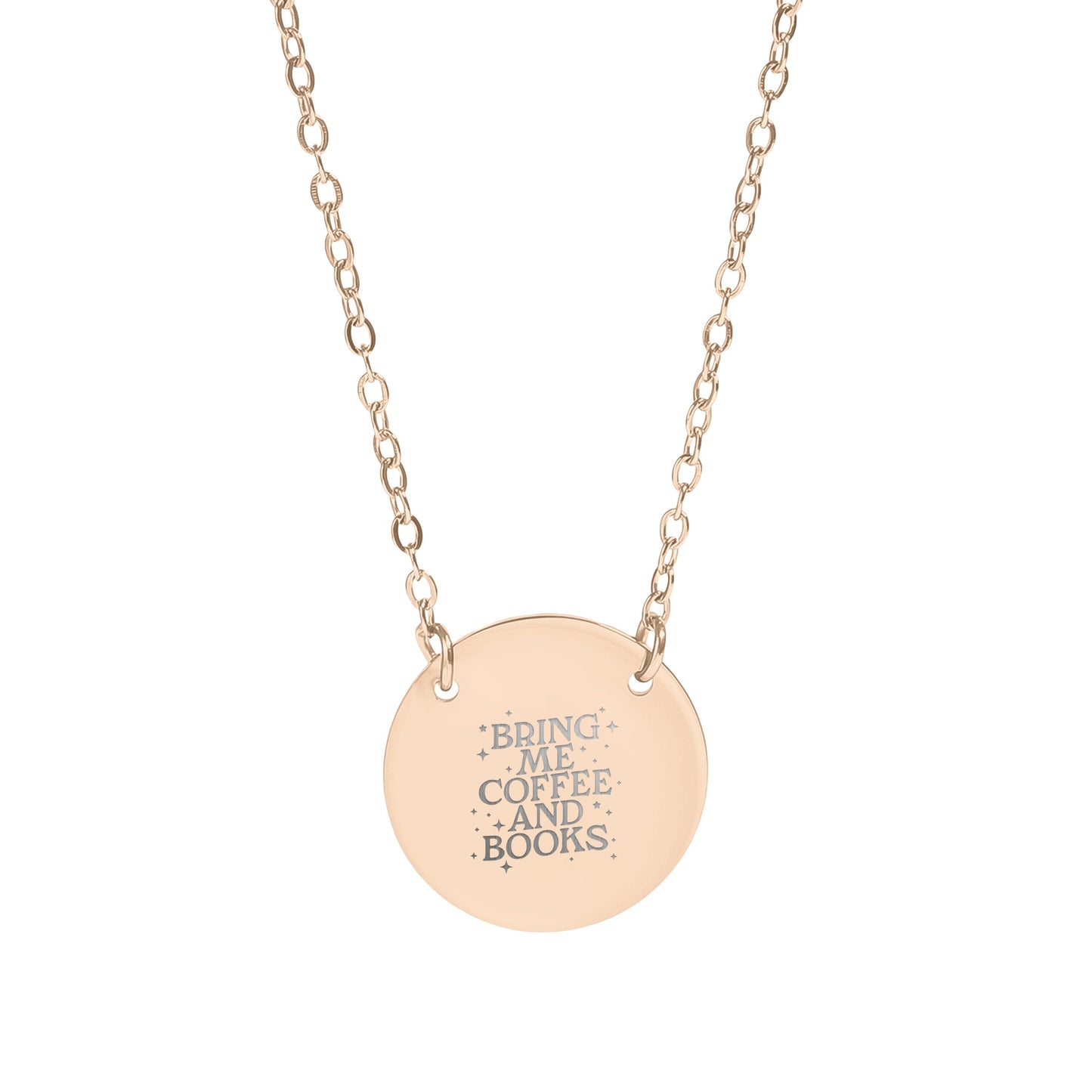 Bring Me Coffee and Books Round Pendant Necklace