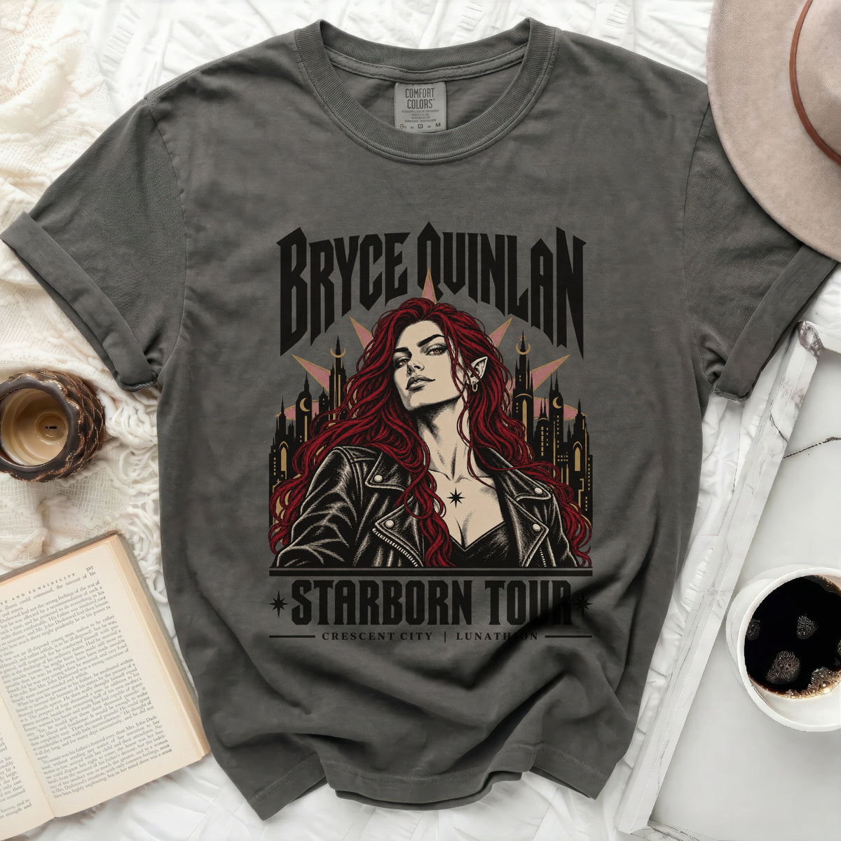 Bryce Quinlan Starborn Tour shirt with Crescent City and Lunathion text.