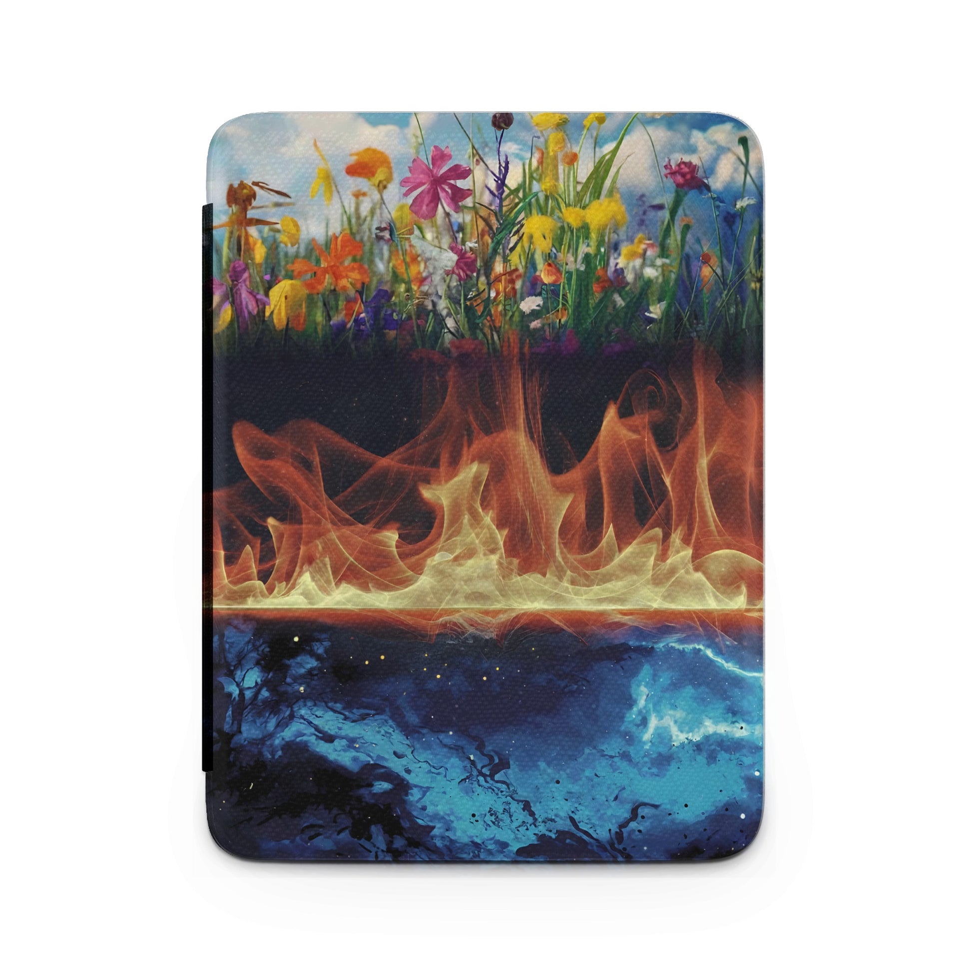 Vibrant flowers raging flames mystic deep blue product type