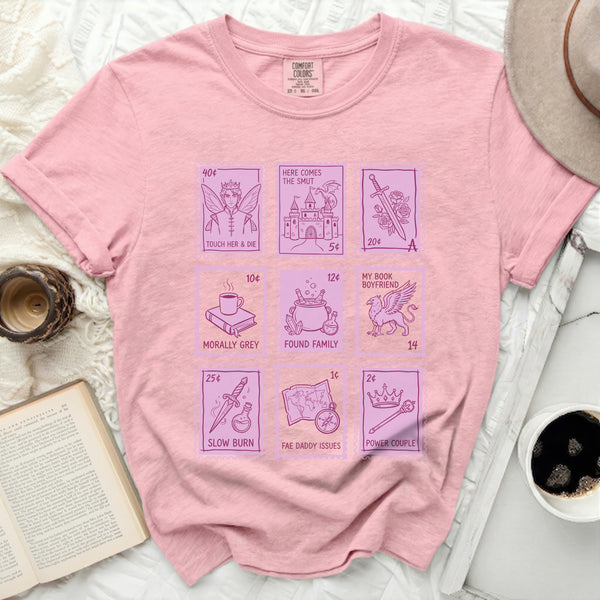 Literary Romantasy Stamps Tee in Blossom