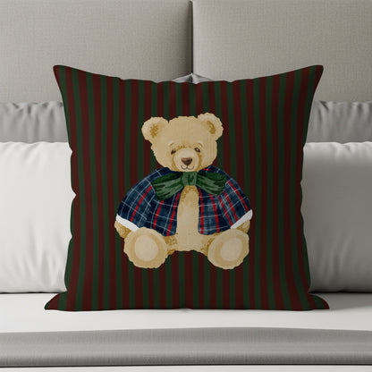 Cute Teddy Bear Decorative Striped Pillow product