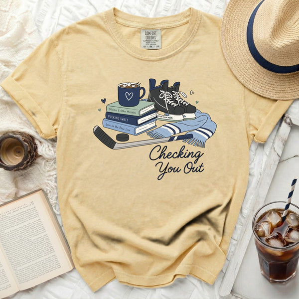 Checking You Out Hockey Fan Tee in Butter