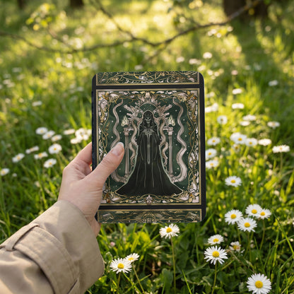 Mystical Grim Reaper Art Nouveau Style Dark Green Gold product type