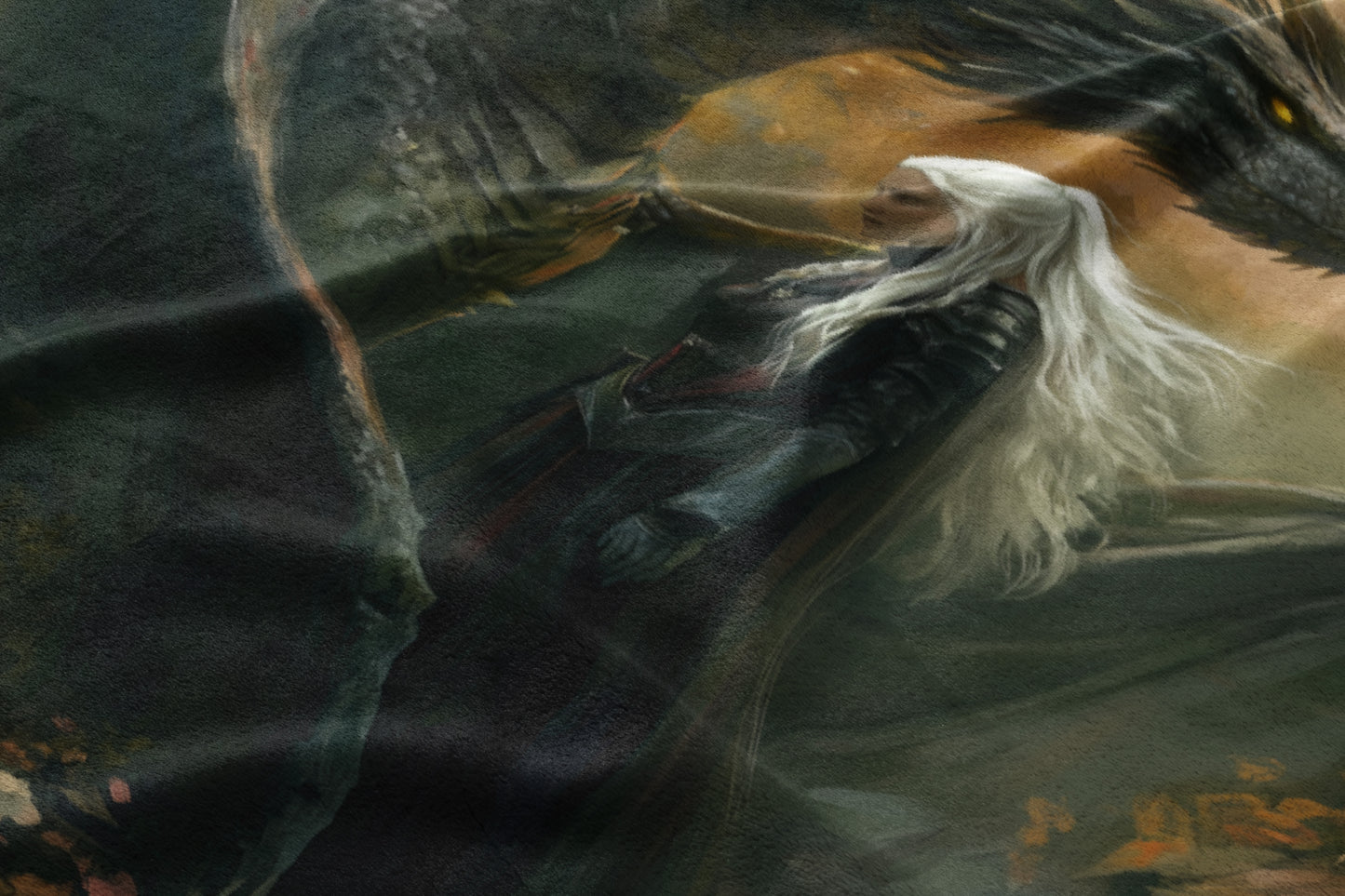 Majestic Fantasy Dragon Rider Artwork Velvet Print