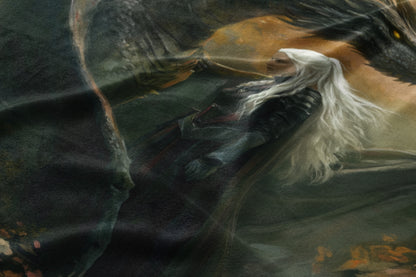 Majestic Fantasy Dragon Rider Artwork Velvet Print