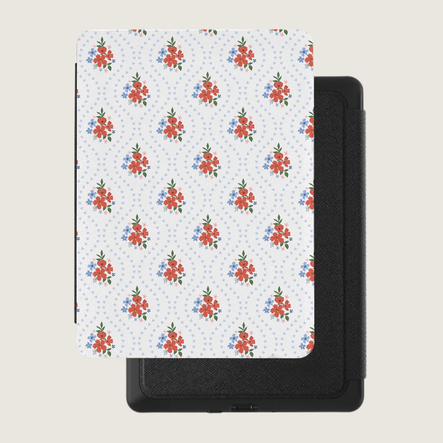 Red and Blue Floral Pattern Kindle Case
