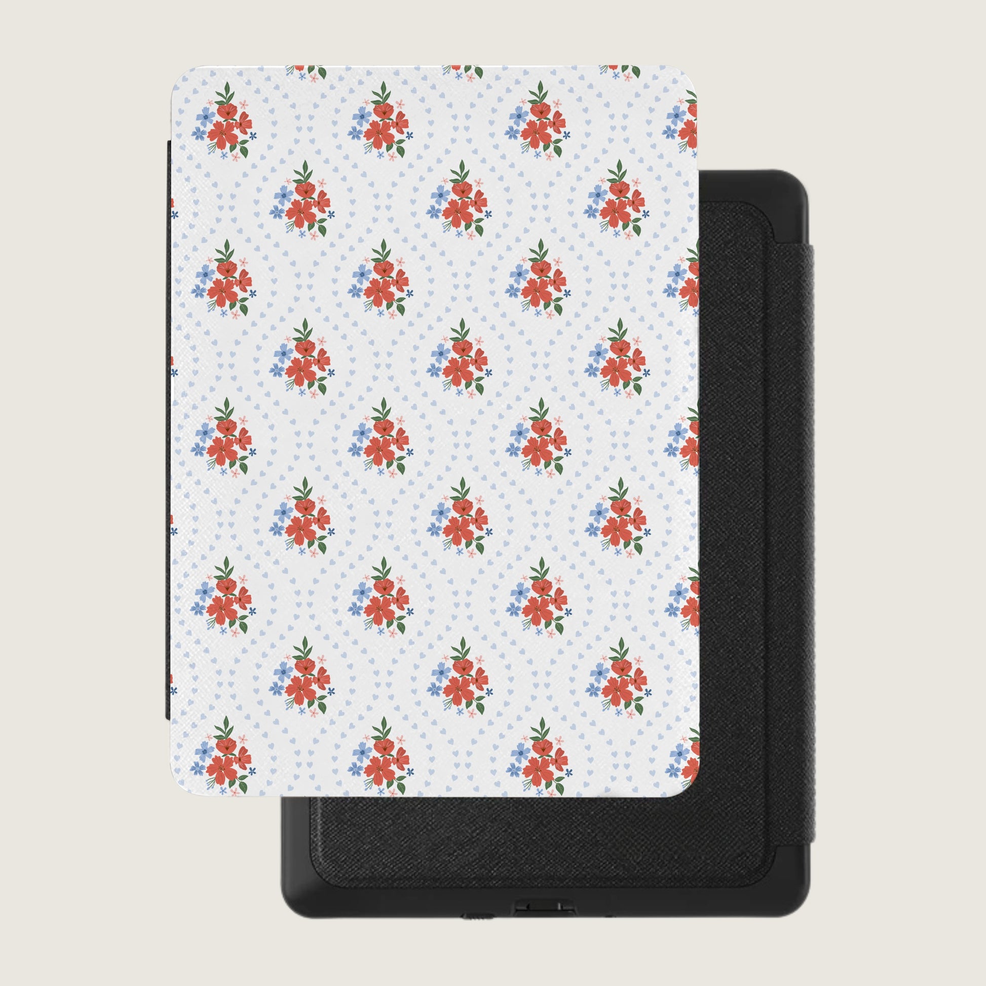 Red and Blue Floral Pattern Kindle Case