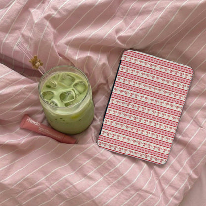 Pink Striped Bed Sheets Cozy Aesthetic Tablet Cover