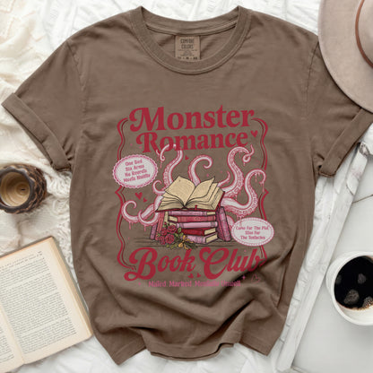 Monster Romance Book Club graphic tee with tentacles and books.