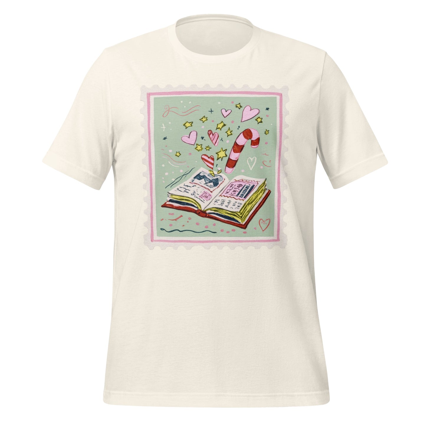 Whimsical Book and Candy Cane Graphic Shirt