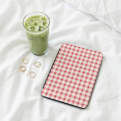 Pink Checkered Hearts Design iPad Case Cover