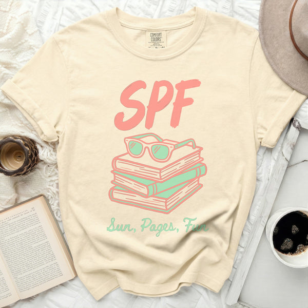 Sun, Pages, Fun Tee in Ivory
