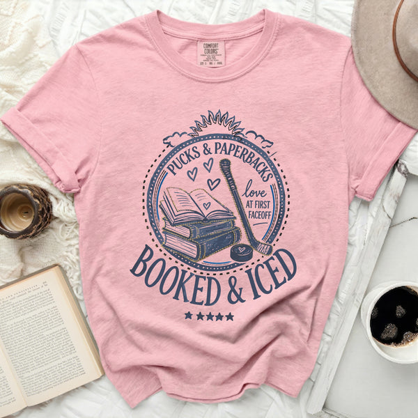 Booked & Iced Hockey & Books Tee in Blossom