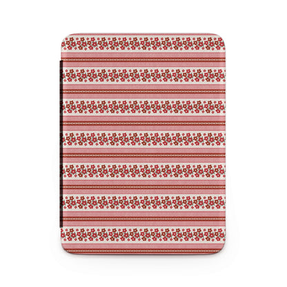 Red and White Floral Striped Patterned Blanket