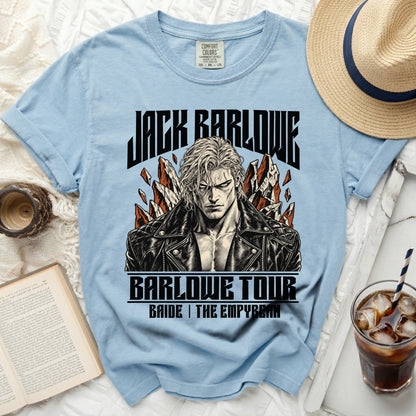 Light blue t-shirt with Jack Barlowe tour graphic and text.