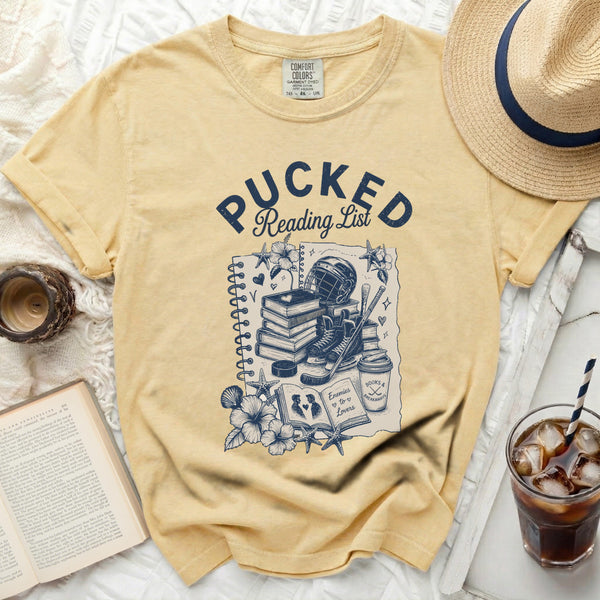 Pucked Reading List Tee in Butter