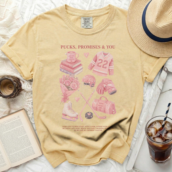 Pucks & Promises Love Story Tee in Butter