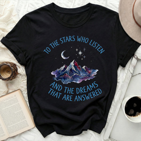 Mountain Moon Stars Tee in Black