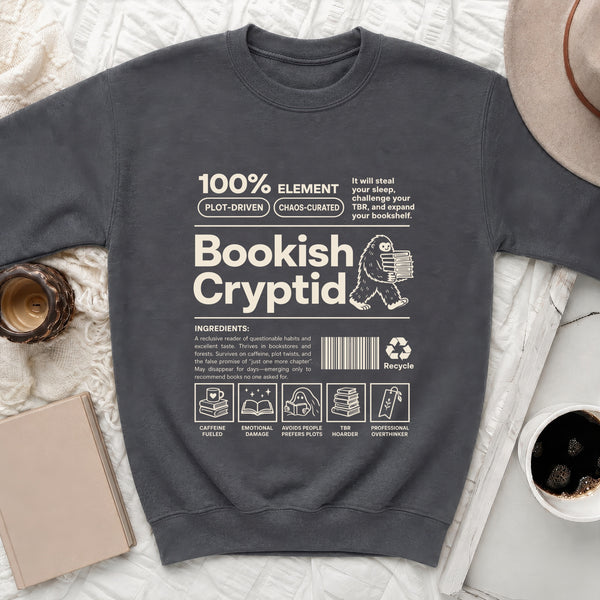 Bookish Cryptid Plot Driven Sweatshirt in Dark Heather