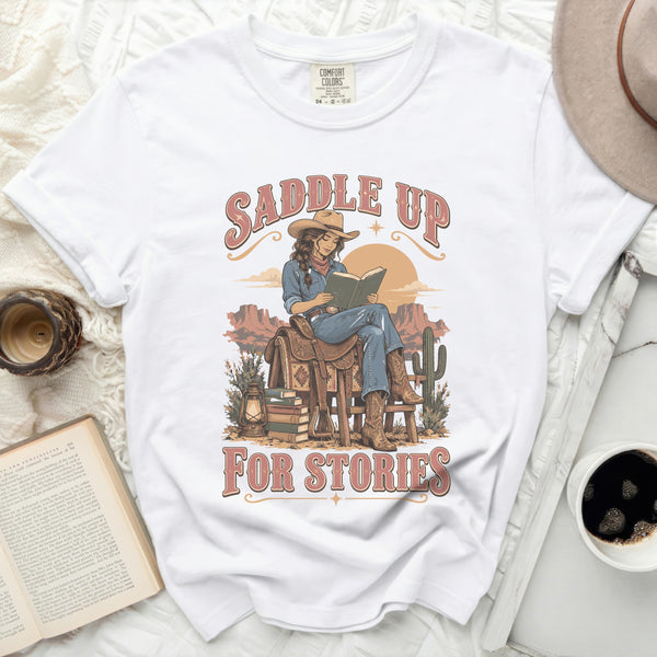 Saddle Up Stories Tee in White