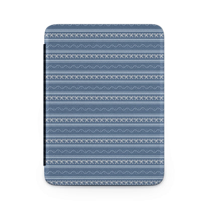 Navy Blue and White Striped Pattern Bath Mat