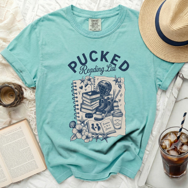 Pucked Reading List Tee in Island Reef