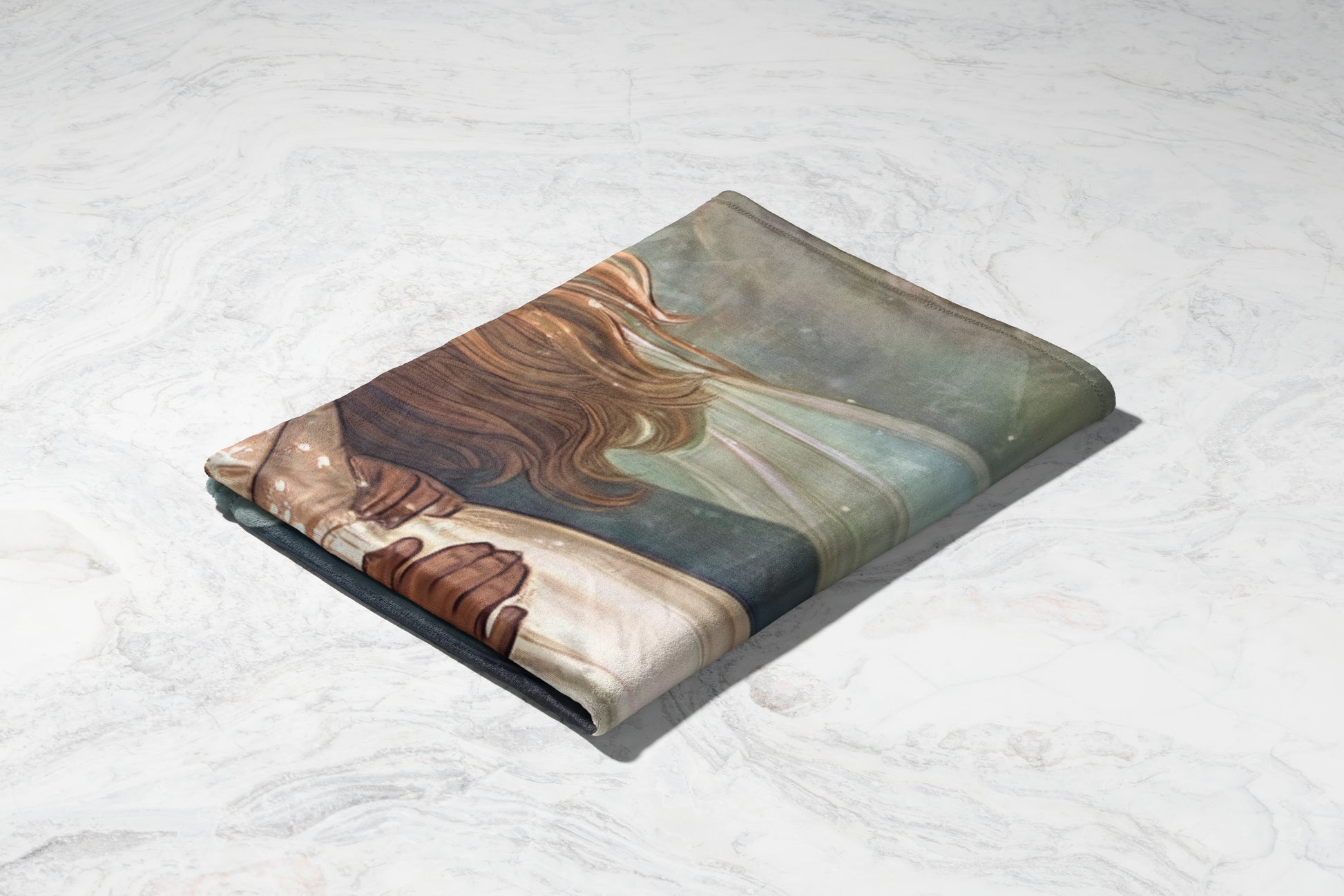 Dreamlike Woman with Flowing Hair Blanket